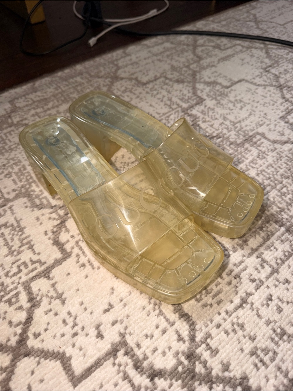 Gucci Transparent Rubber Block Heel Slides Size 37 - Picture 3 of 5